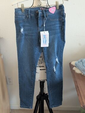 YMI Dark Blue Distressed Skinny Jeans